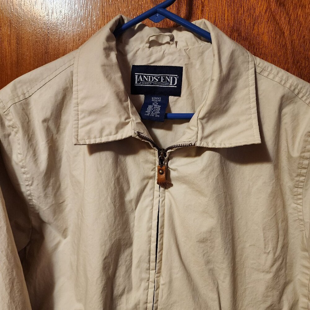 Women's Medium Lands' End Cream Zip Up Soft-Shell Windbreaker Jacket